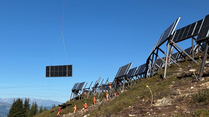 Bauarbeiten für Madrisa Solar vor der ersten Inbetriebnahme