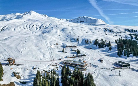 Das Skigebiet Madrisa oberhalb Klosters